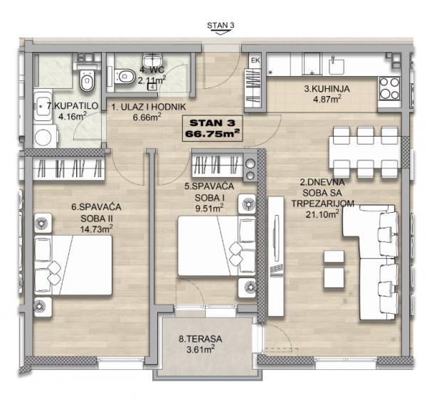 Glavna slika -Prodaja trosobnog stana, Čalije Niš, terasa, lift