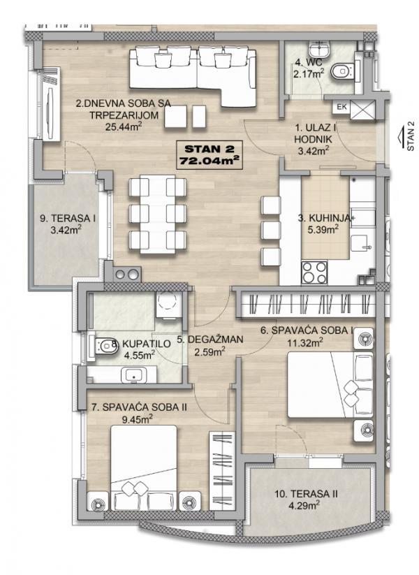 Glavna slika -Prodaja trosobnog stana, Čalije Niš, terasa, lift