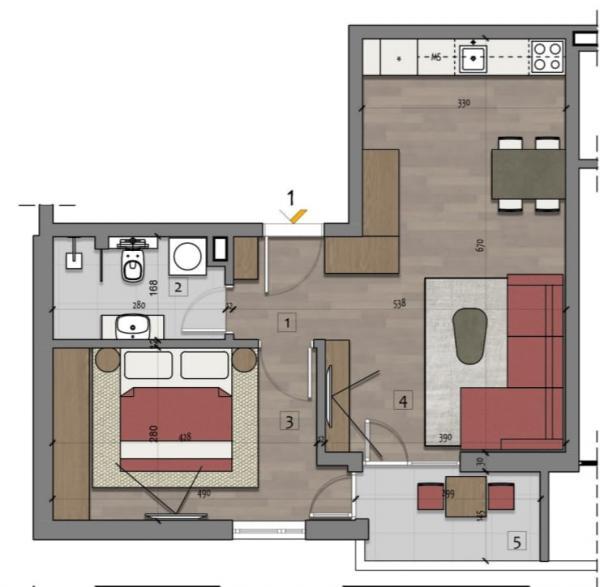 Glavna slika -Prodaja jednoiposobnog stana, Kod Pantelejske pijace Niš, terasa, lift