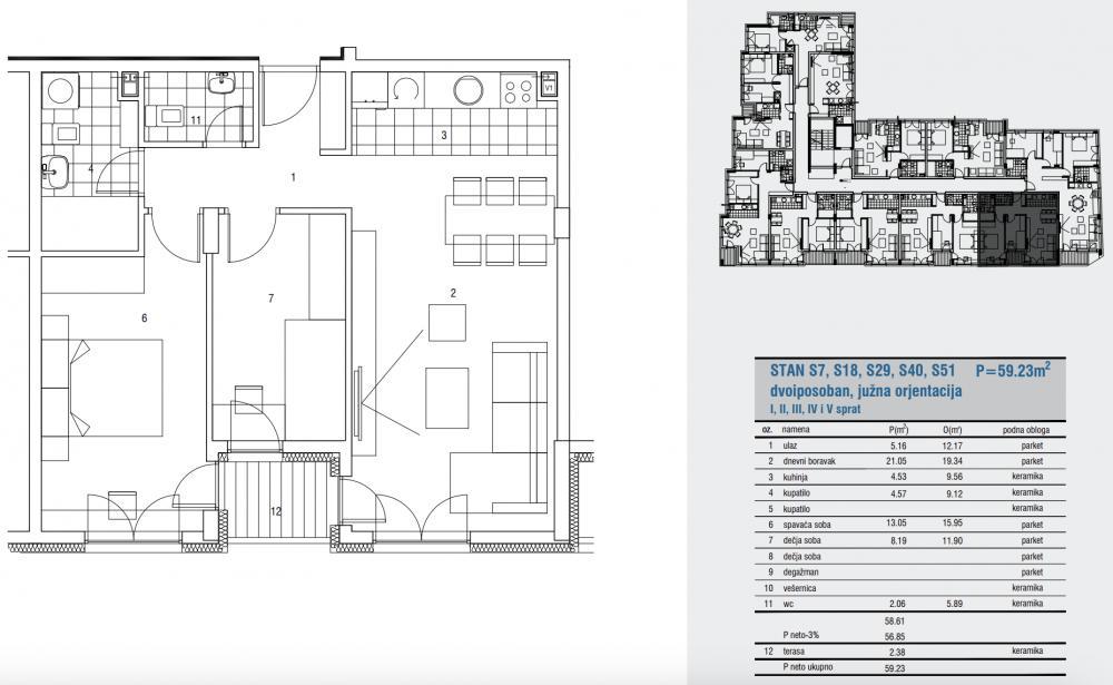 Glavna slika -Prodaja dvoiposobnog stana, U blziini Pravnog i fakulteta Umetnosti Niš, terasa, lift