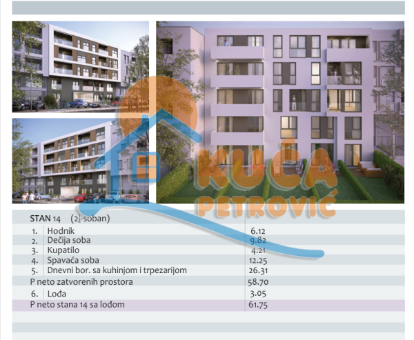 Slika 2 - Stan u zgradi, novogradnja, centralno grejanje, oglas ID p-015094