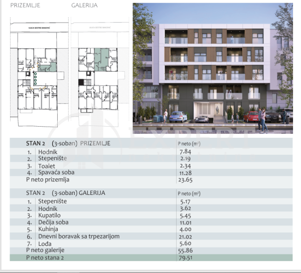 Slika 2 - Stan u zgradi, novogradnja, centralno grejanje, oglas ID p-014722