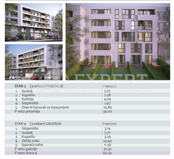 Slika 2 - Stan u zgradi, novogradnja, centralno grejanje, oglas ID p-014728