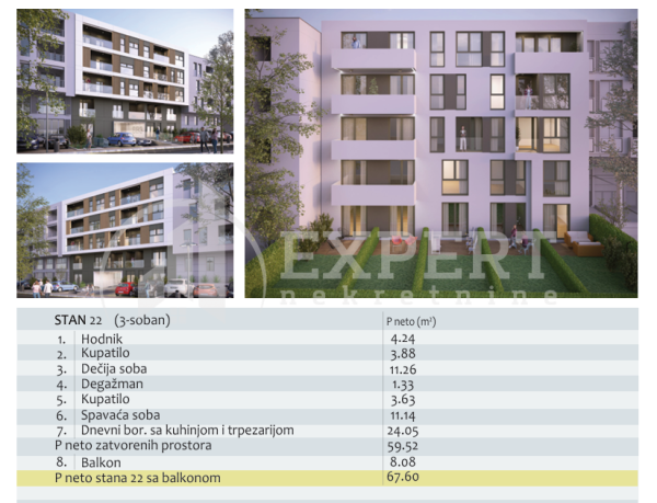 Slika 2 - Stan u zgradi, novogradnja, centralno grejanje, oglas ID p-014719