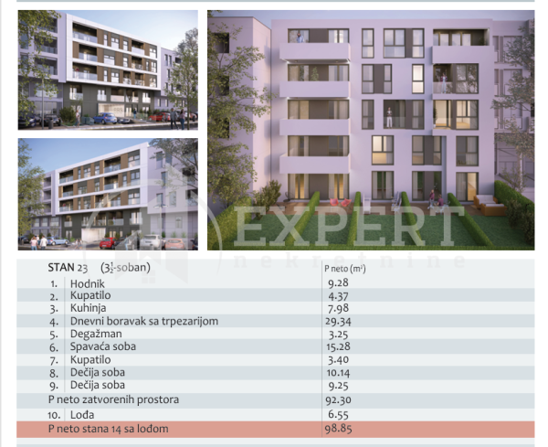 Slika 2 - Stan u zgradi, novogradnja, centralno grejanje, oglas ID p-014720