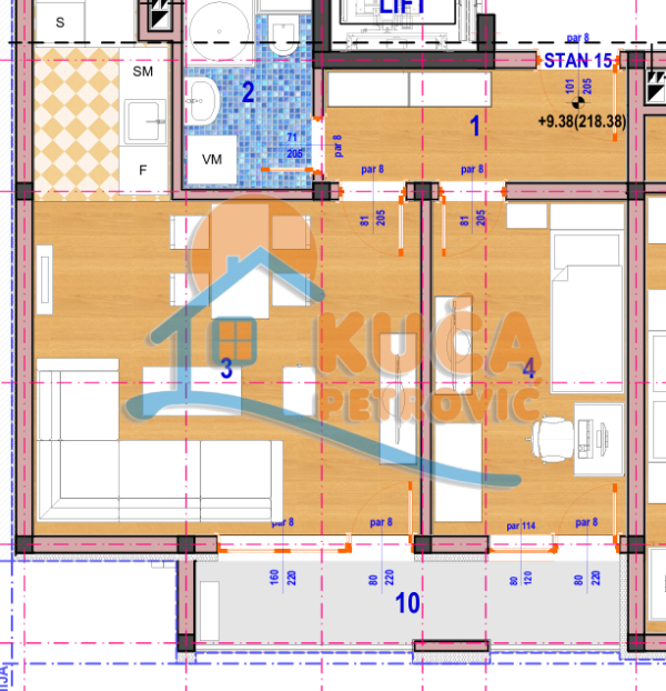 Slika 3 - Stan u zgradi, novogradnja, uknjižen, grejanje na struju, oglas ID p-015428