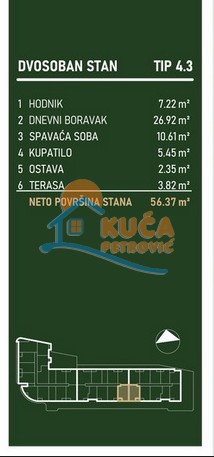 Slika 2 - Stan u zgradi, novogradnja, centralno grejanje, oglas ID p-015781