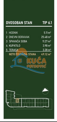 Slika 2 - Stan u zgradi, novogradnja, centralno grejanje, oglas ID p-015785