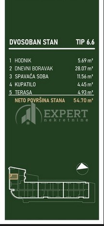 Slika 2 - Stan u zgradi, novogradnja, centralno grejanje, oglas ID p-015794