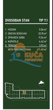 Slika 2 - Stan u zgradi, novogradnja, centralno grejanje, oglas ID p-015795