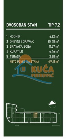 Slika 1 - Stan u zgradi, novogradnja, centralno grejanje, oglas ID p-015796