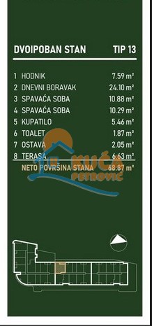 Slika 2 - Stan u zgradi, novogradnja, centralno grejanje, oglas ID p-015811