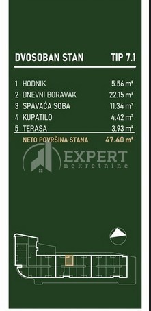 Slika 2 - Stan u zgradi, novogradnja, centralno grejanje, oglas ID p-015795