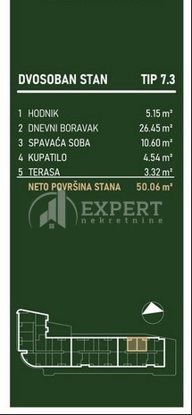 Slika 1 - Stan u zgradi, novogradnja, centralno grejanje, oglas ID p-015797