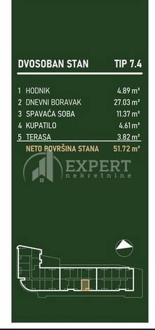 Slika 2 - Stan u zgradi, novogradnja, centralno grejanje, oglas ID p-015798