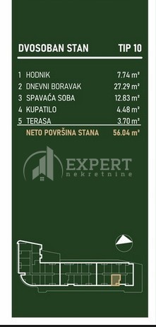 Slika 2 - Stan u zgradi, novogradnja, centralno grejanje, oglas ID p-015806