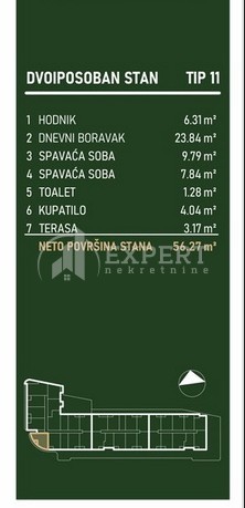 Slika 2 - Stan u zgradi, novogradnja, centralno grejanje, oglas ID p-015807