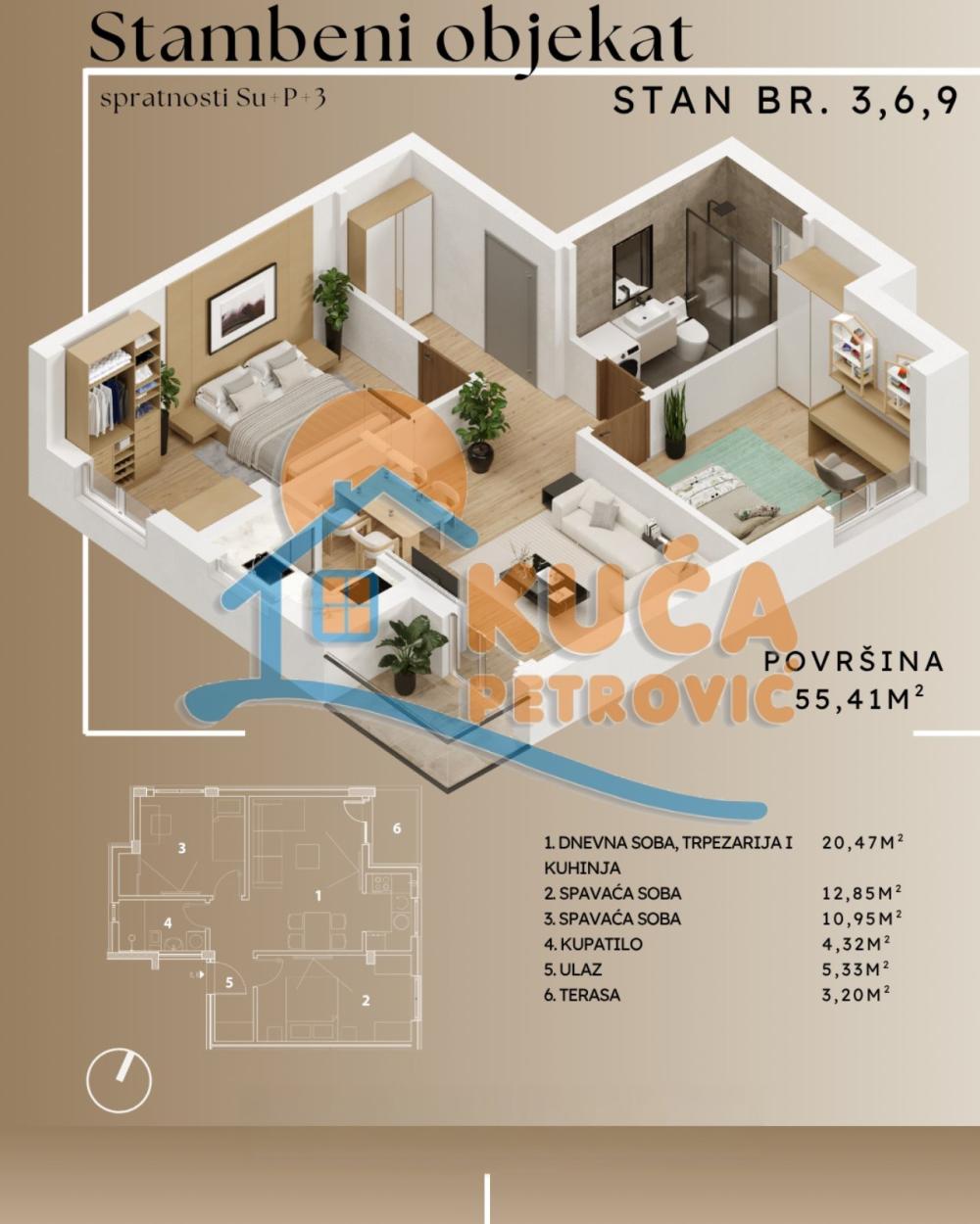 Slika 4 - Stan u zgradi, novogradnja, uknjižen, etažno grejanje, oglas ID p-015882