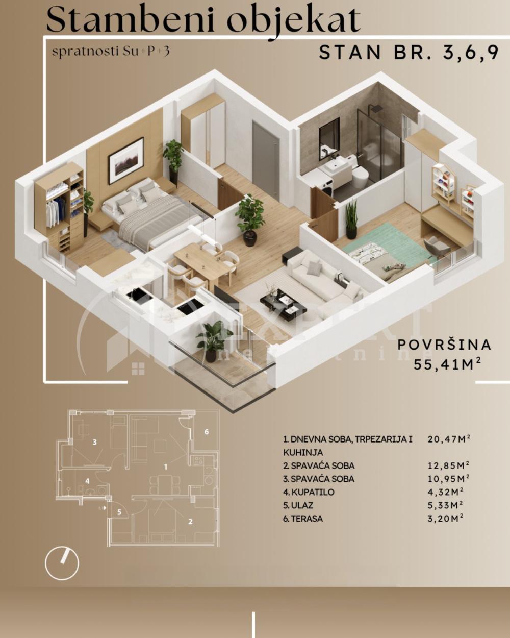 Slika 4 - Stan u zgradi, novogradnja, uknjižen, etažno grejanje, oglas ID p-015882