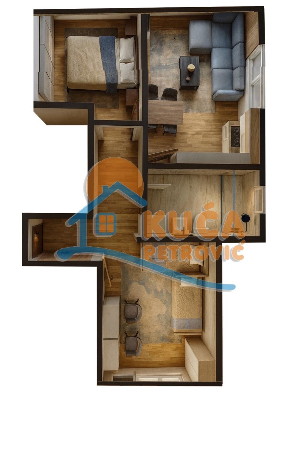 Slika 1 - Stan u zgradi, novogradnja, uknjižen, grejanje na struju, oglas ID p-016074