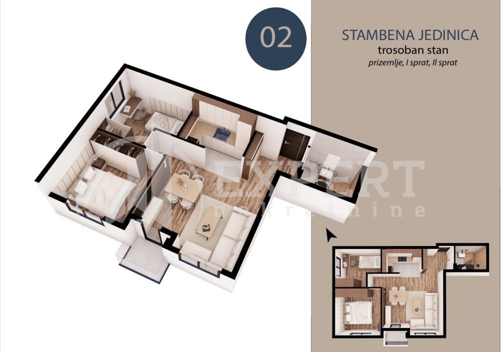 Slika 1 - Stan u zgradi, novogradnja, grejanje na struju, oglas ID p-016111