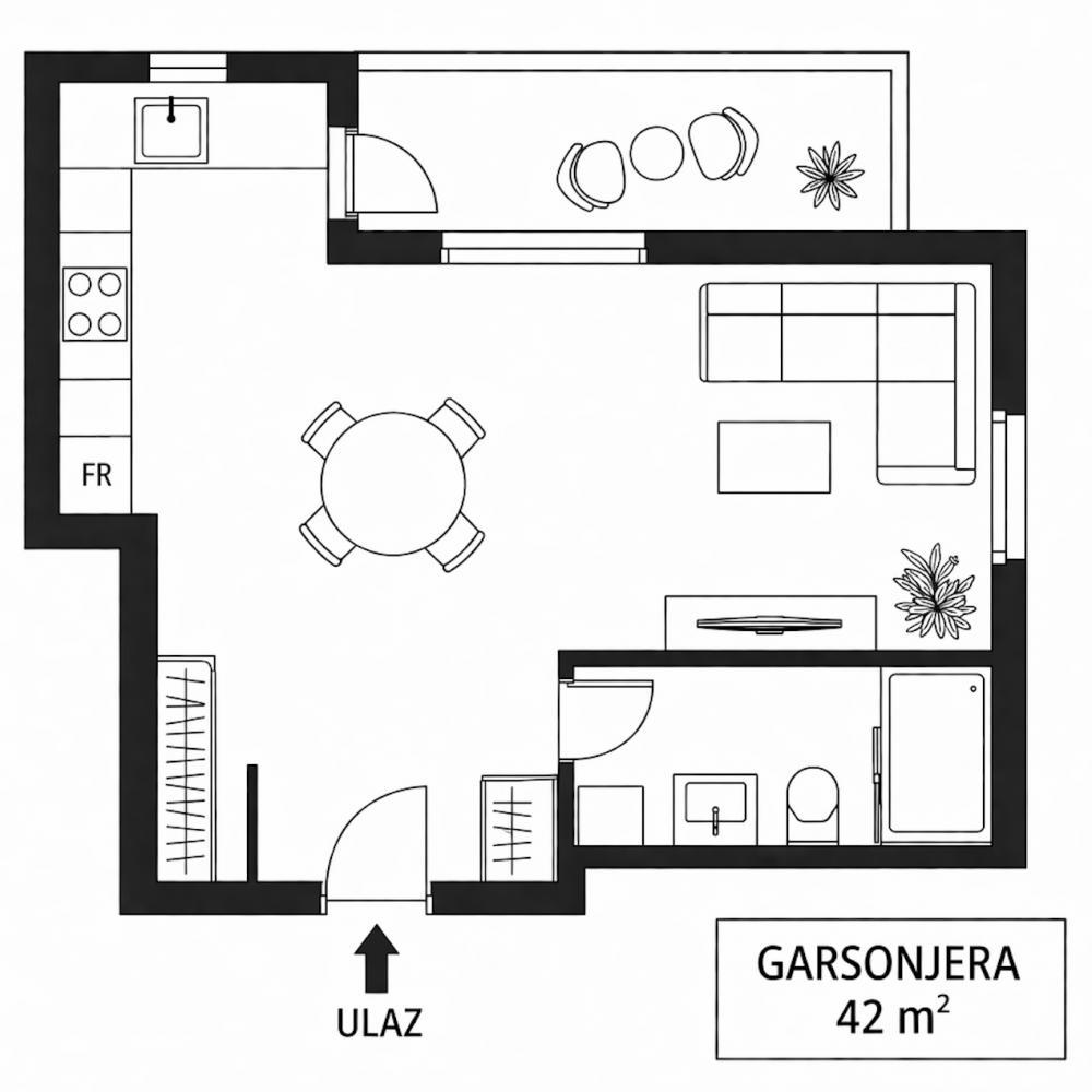 Glavna slika -Prodaja jednosobnog stana, Donja Vrežina Niš, terasa, lift