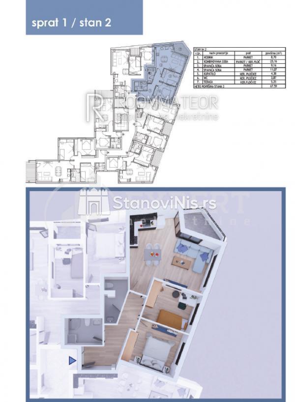 Glavna slika -Stan u zgradi, novogradnja, etažno grejanje, oglas ID p-09728