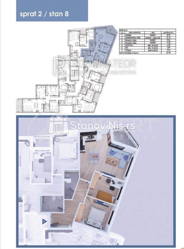 Slika 2 - Stan u zgradi, novogradnja, etažno grejanje, oglas ID p-09728