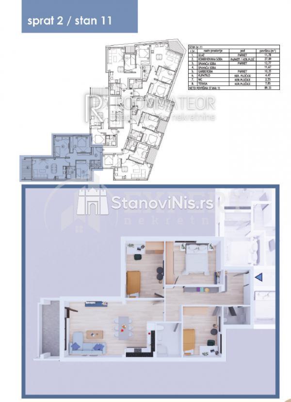 Glavna slika -Stan u zgradi, novogradnja, etažno grejanje, oglas ID p-09732
