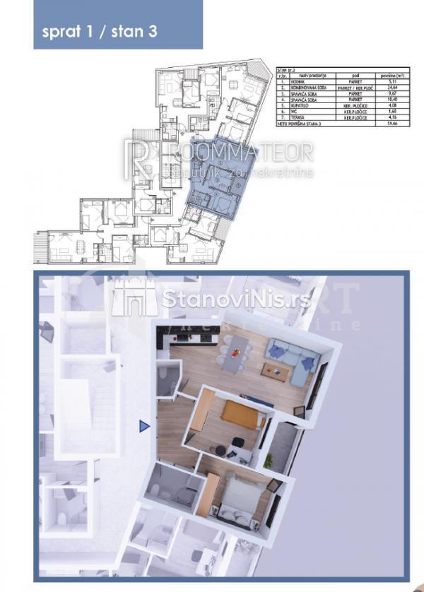 Glavna slika -Stan u zgradi, novogradnja, etažno grejanje, oglas ID p-09730