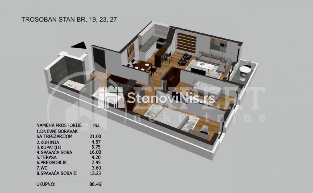 Slika 3 - Stan u zgradi, novogradnja, etažno grejanje, oglas ID p-05720