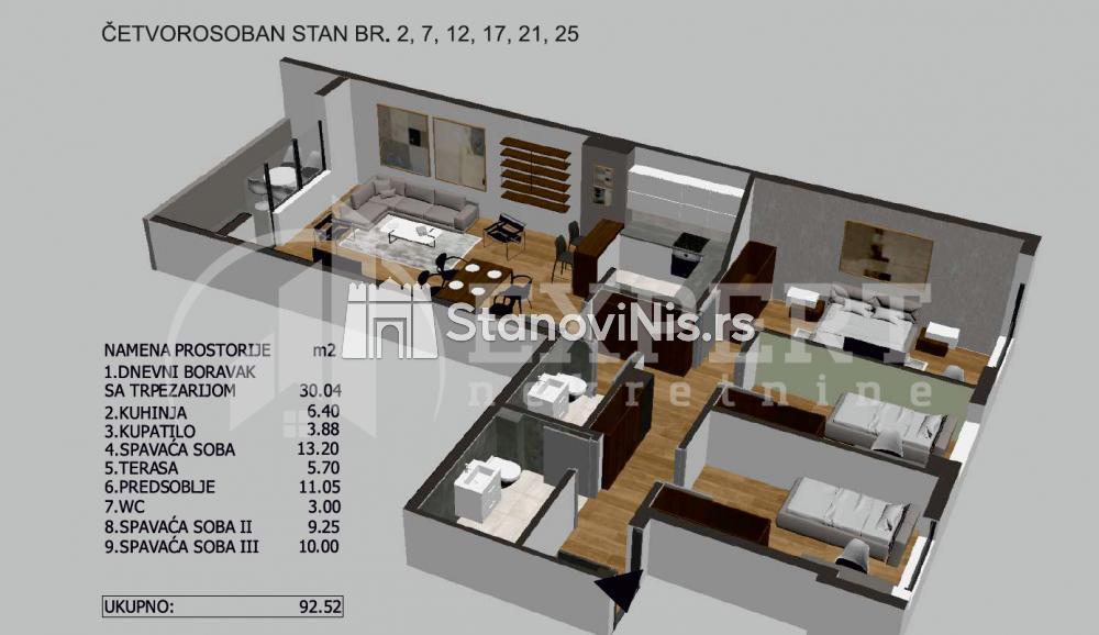 Slika 3 - Stan u zgradi, novogradnja, etažno grejanje, oglas ID p-05722