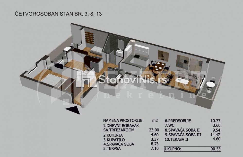 Slika 3 - Stan u zgradi, novogradnja, etažno grejanje, oglas ID p-05723