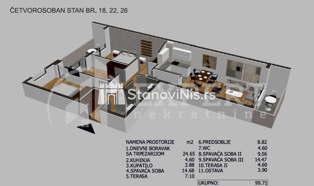 Slika 3 - Stan u zgradi, novogradnja, etažno grejanje, oglas ID p-05724
