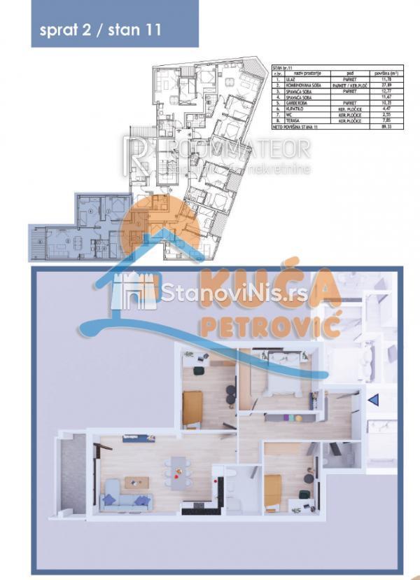 Glavna slika -Stan u zgradi, novogradnja, etažno grejanje, oglas ID p-09732