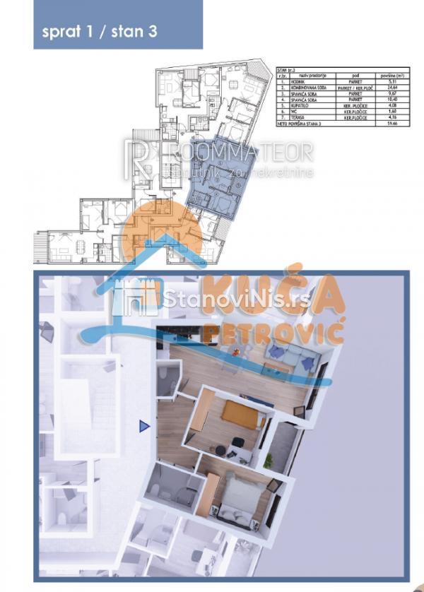 Glavna slika -Stan u zgradi, novogradnja, etažno grejanje, oglas ID p-09730