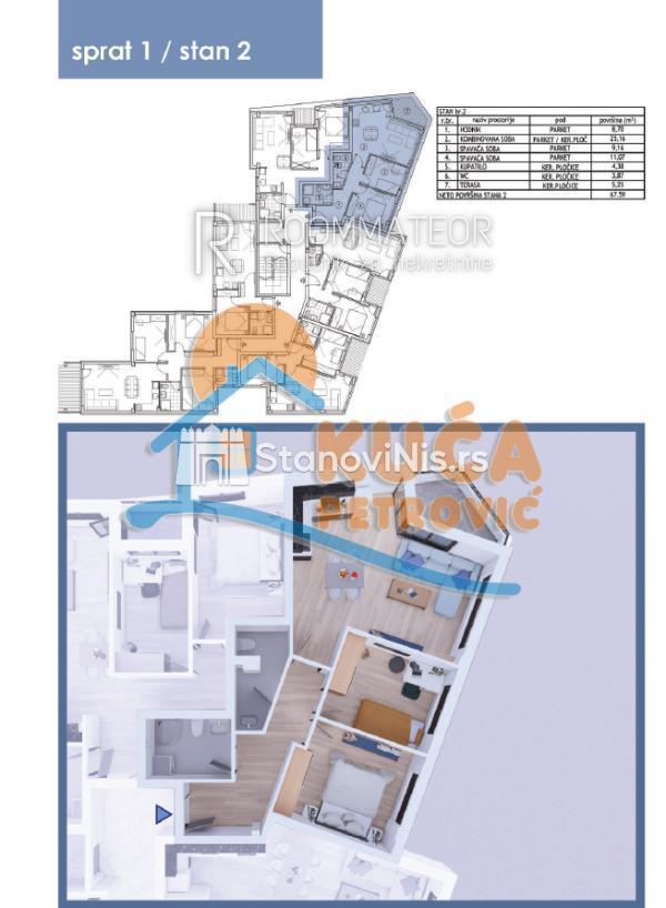Glavna slika -Stan u zgradi, novogradnja, etažno grejanje, oglas ID p-09728