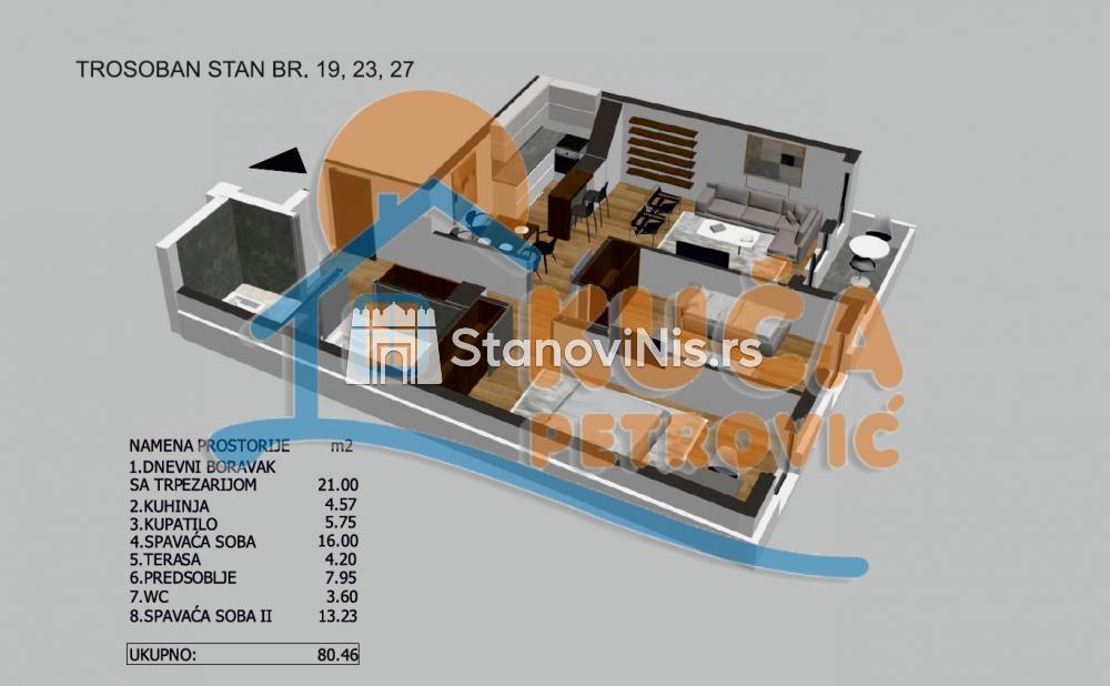 Slika 3 - Stan u zgradi, novogradnja, etažno grejanje, oglas ID p-05720