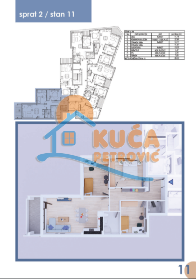 Slika 1 - Stan u zgradi, novogradnja, etažno grejanje, oglas ID p-011649
