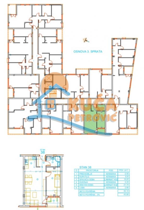 Slika 6 - Stan u zgradi, novogradnja, uknjižen, grejanje na struju, oglas ID p-012622