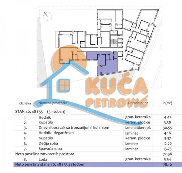 Slika 2 - Stan u zgradi, novogradnja, uknjižen, centralno grejanje, oglas ID p-012981
