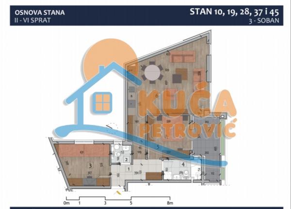 Slika 3 - Stan u zgradi, novogradnja, uknjižen, centralno grejanje, oglas ID p-012979