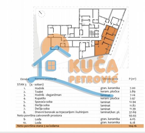 Slika 2 - Stan u zgradi, novogradnja, uknjižen, centralno grejanje, oglas ID p-012969