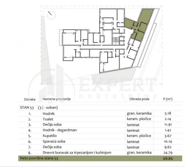 Slika 2 - Stan u zgradi, novogradnja, uknjižen, centralno grejanje, oglas ID p-012986