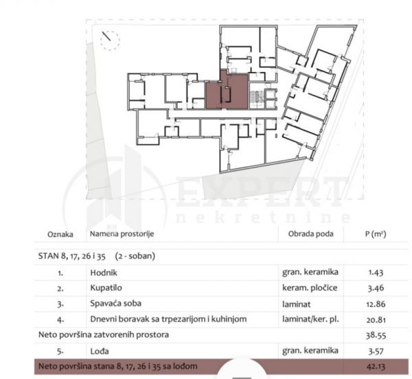 Slika 2 - Stan u zgradi, novogradnja, uknjižen, centralno grejanje, oglas ID p-012975