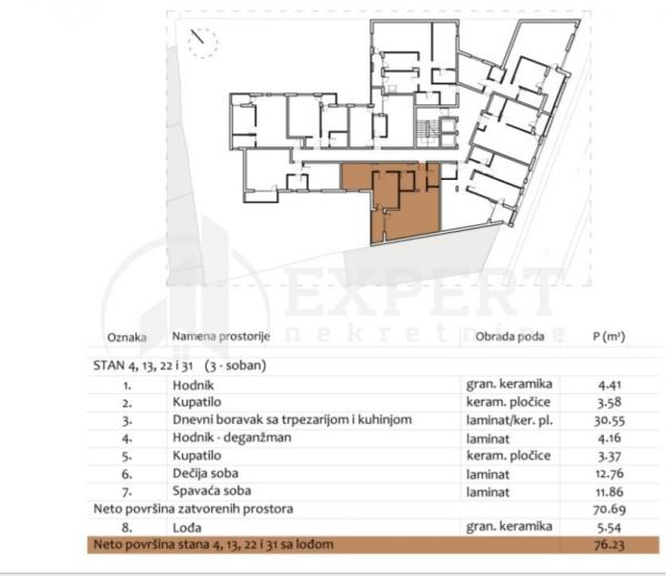 Slika 2 - Stan u zgradi, novogradnja, uknjižen, centralno grejanje, oglas ID p-012972