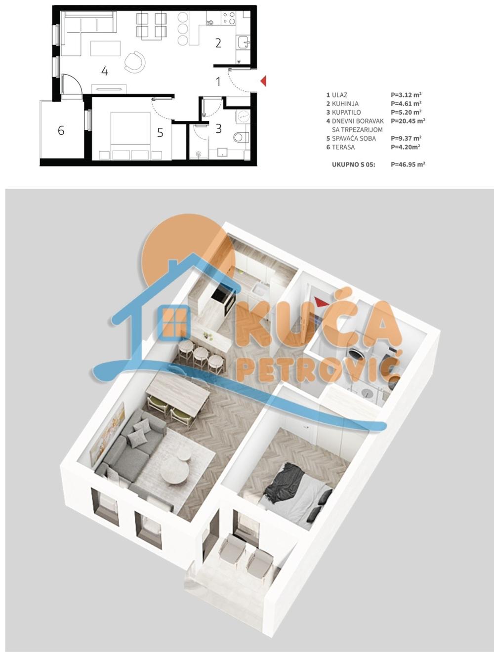 Slika 3 - Stan u zgradi, novogradnja, uknjižen, etažno grejanje, oglas ID p-013525