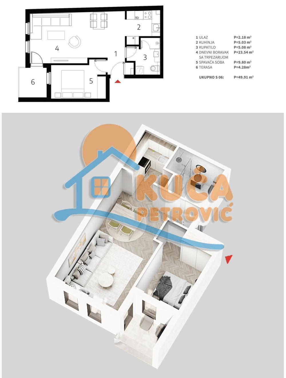 Slika 3 - Stan u zgradi, novogradnja, uknjižen, etažno grejanje, oglas ID p-013526
