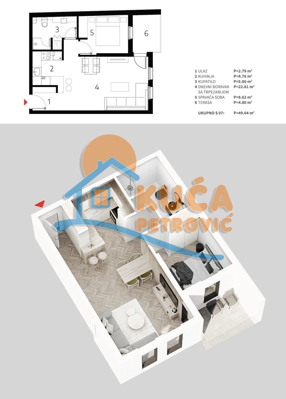 Slika 3 - Stan u zgradi, novogradnja, uknjižen, etažno grejanje, oglas ID p-013527