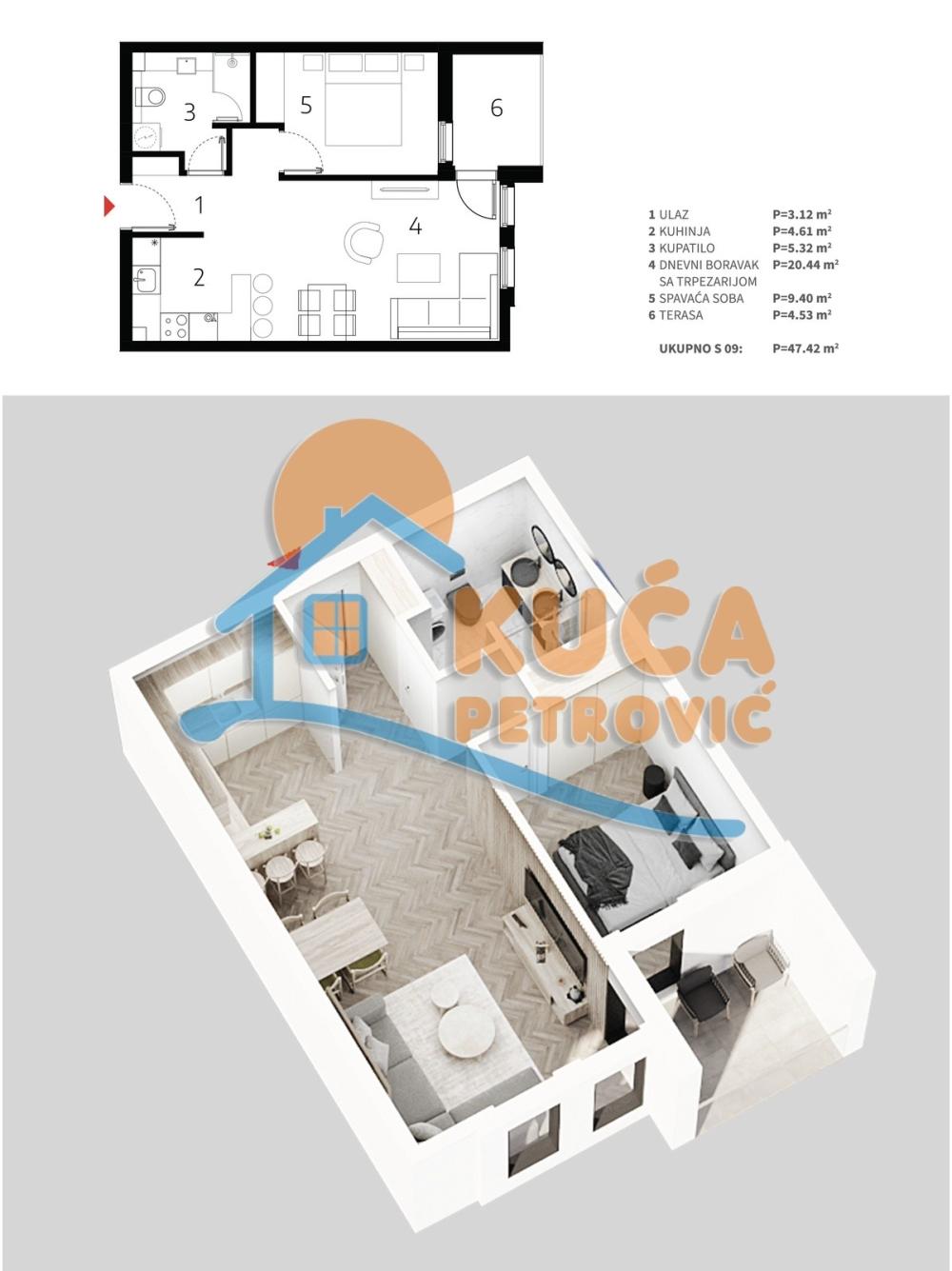 Slika 3 - Stan u zgradi, novogradnja, uknjižen, etažno grejanje, oglas ID p-013529